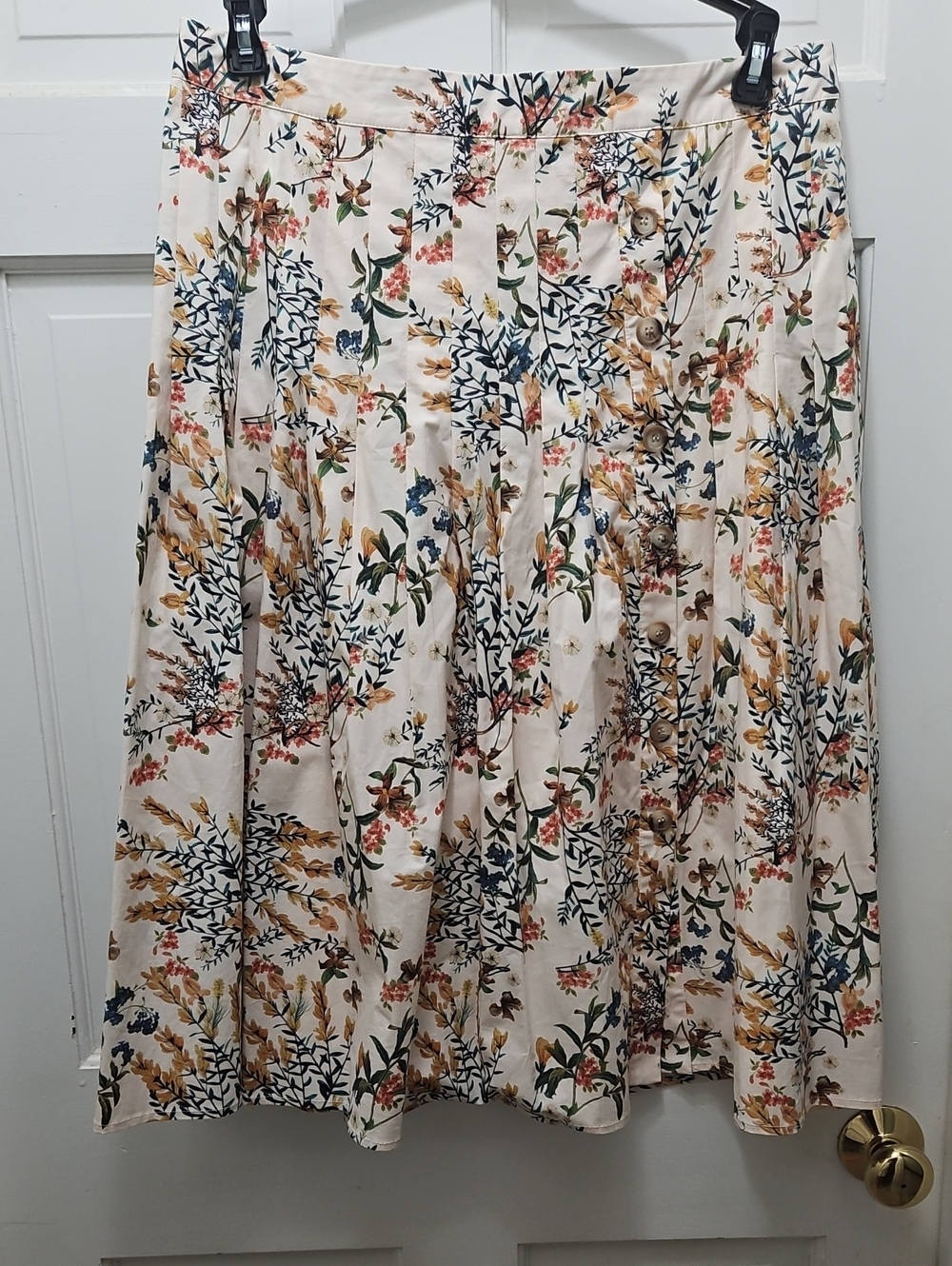 Antonio Melani Pleated Cotton Blend Skirt Midi Length Size 14 Beautiful!